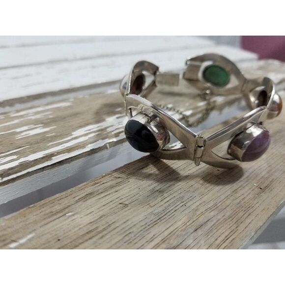 Vintage Taxaco Mexico AHC Bracelet semiprecious stone Sterling Women - Picture 8 of 10